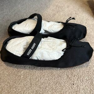 Miu Miu Cloth Black Ballet Flats; Size EU 40